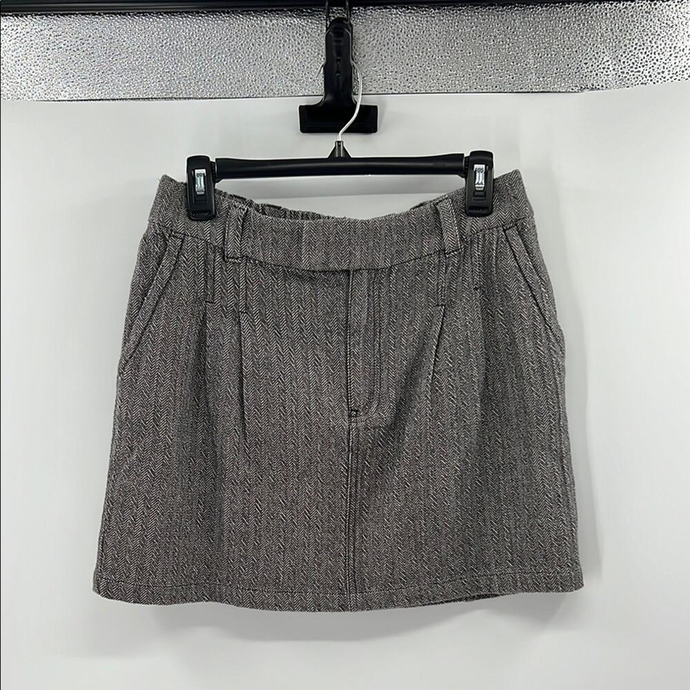 Free People Gray Pop Preppy Mini Skirt - Gray Herringbone - 4 - NWT